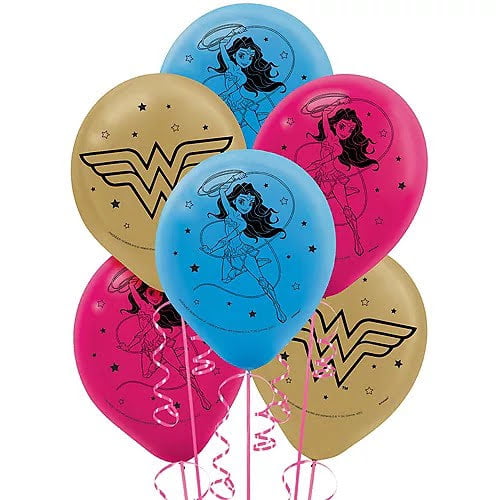 Superhero Happy Birthday 12" Pink Mix Latex Balloons 6 ct by Party Decor 